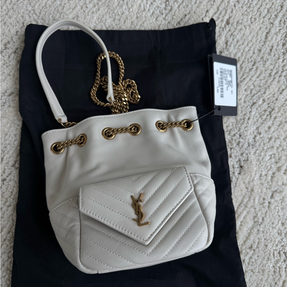 Yves Saint Laurent White Gold Quilted Shoulder Bag